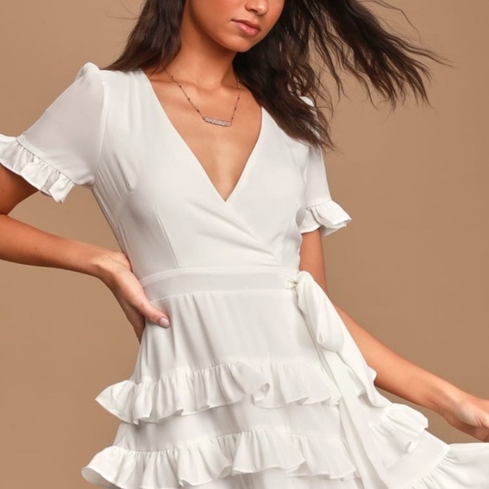 Lulus White Ruffle Mini Dress
